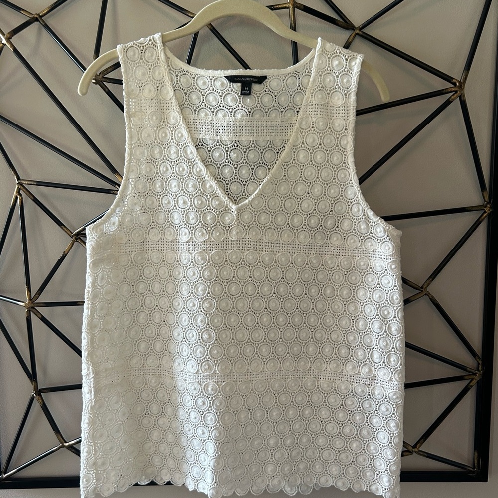 Banana Republic White Lace Tank Top